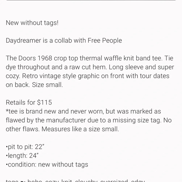 Daydreamer The Doors 1968 Cropped Thermal Top - Picture 10 of 10